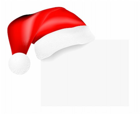 red christmas invitation - Vector realistic santa's cap hanging on a blank card on white Stock Photo - Budget Royalty-Free & Subscription, Code: 400-04240457
