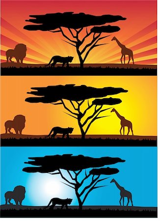 simsearch:400-05190366,k - vector illustration of african landscapes with animals Stock Photo - Budget Royalty-Free & Subscription, Code: 400-04240496