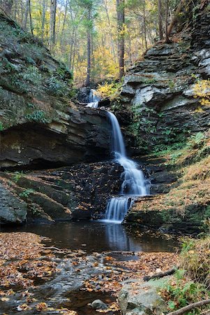 simsearch:400-04240598,k - Waterfall in mountain with Autumn foliage and woods over rocks. Foto de stock - Super Valor sin royalties y Suscripción, Código: 400-04240594