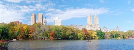 New York City Manhattan Central Park panorama in Autumn lake with skyscrapers and colorful trees over with reflection. Stock Photo - Budget Royalty-Free & Subscription, Code: 400-04240637