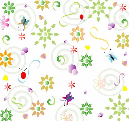 simsearch:400-04783303,k - Spring repeating floral pattern with flowers, vector Foto de stock - Super Valor sin royalties y Suscripción, Código: 400-04240857