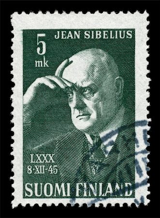 philately - A Finnish stamp celebrating composer Jean Sibelius' 80th birthday 1945 Stock Photo - Budget Royalty-Free & Subscription, Code: 400-04240922