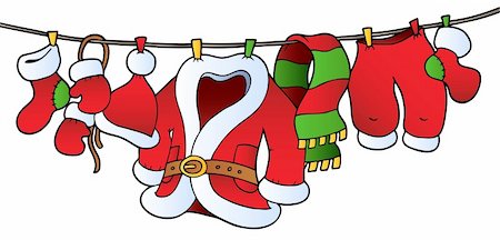 simsearch:400-04598569,k - Christmas costume on clothesline - vector illustration. Stock Photo - Budget Royalty-Free & Subscription, Code: 400-04240956