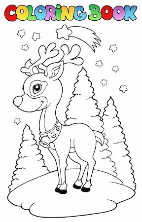 reindeer clip art - Coloring book Christmas reindeer 2 - vector illustration. Stock Photo - Budget Royalty-Free & Subscription, Code: 400-04240965