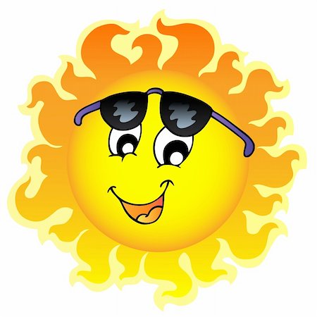 Cute funny Sun with sunglasses - vector illustration. Stock Photo - Budget Royalty-Free & Subscription, Code: 400-04240977