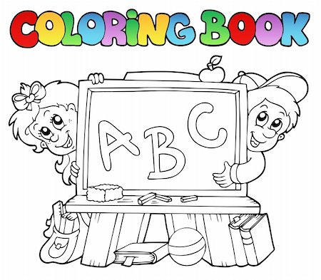 simsearch:400-04268468,k - Coloring book with school images 2 - vector illustration. Stock Photo - Budget Royalty-Free & Subscription, Code: 400-04240972