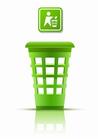 simsearch:400-09153165,k - green garbage basket with indicator vector illustration isolated on white background Photographie de stock - Aubaine LD & Abonnement, Code: 400-04241035