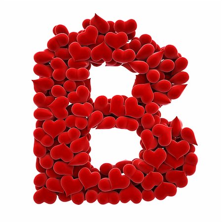 a lot of hearts of velvet in the form of letters. with clipping path. Photographie de stock - Aubaine LD & Abonnement, Code: 400-04241110