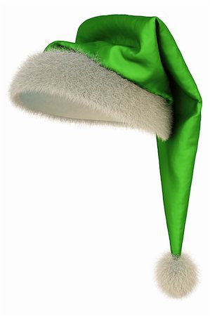 simsearch:400-08409193,k - green Santa Claus hat on white background including clipping path Fotografie stock - Microstock e Abbonamento, Codice: 400-04241166