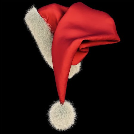 simsearch:400-08409193,k - red Santa Claus hat on black background including clipping path Fotografie stock - Microstock e Abbonamento, Codice: 400-04241160