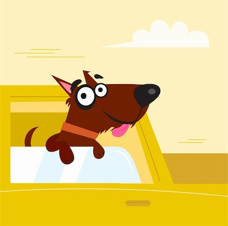 simsearch:400-05385138,k - Smiling cute dog in yellow car. Vector cartoon Illustration. Stock Photo - Budget Royalty-Free & Subscription, Code: 400-04241184