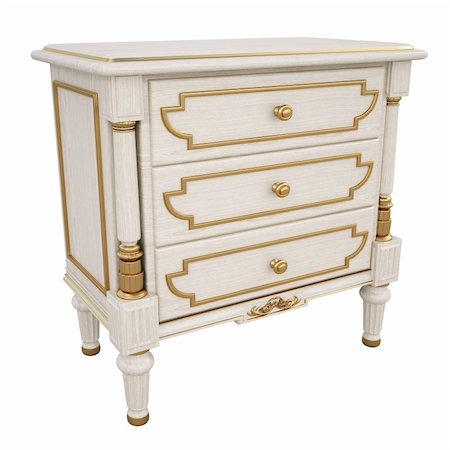 dressers table - beautiful classic nightstand. isolated on white. Stock Photo - Budget Royalty-Free & Subscription, Code: 400-04241225