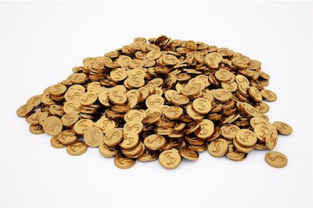 golden  Coins. isolated on white Stock Photo - Budget Royalty-Free & Subscription, Code: 400-04241221