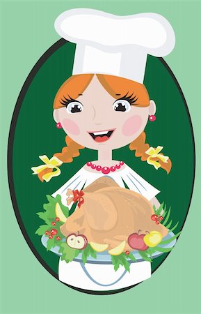 server illustration - Girl cook with turkey Stock Photo - Budget Royalty-Free & Subscription, Code: 400-04241268