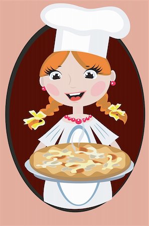 Girl cook with pizza Stock Photo - Budget Royalty-Free & Subscription, Code: 400-04241269
