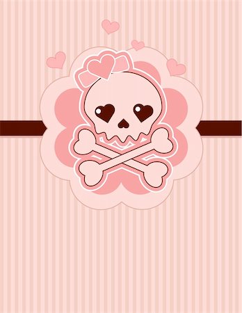 simsearch:400-04243019,k - Very cute Love Skull place card with place for copy/text Photographie de stock - Aubaine LD & Abonnement, Code: 400-04241293