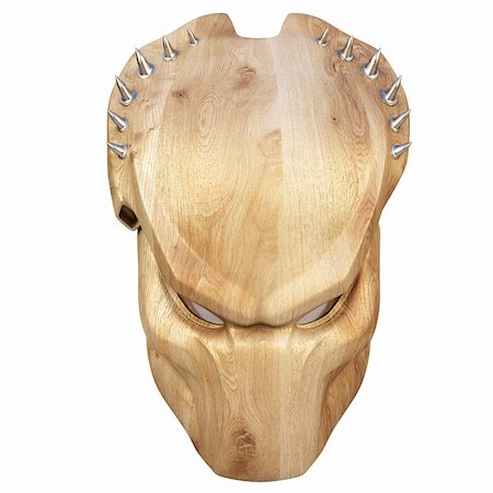 Wooden mask of a predator. isolated on white. Stock Photo - Budget Royalty-Free & Subscription, Code: 400-04241330