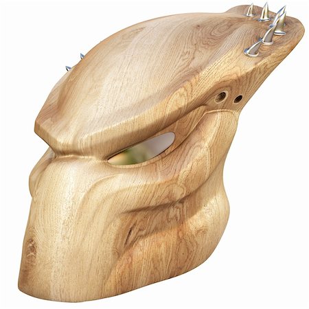 Wooden mask of a predator. isolated on white. Stock Photo - Budget Royalty-Free & Subscription, Code: 400-04241331