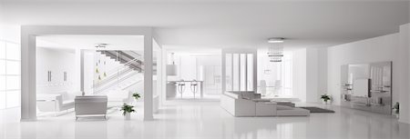 simsearch:400-04196177,k - White Apartment interior panorama 3d Stock Photo - Budget Royalty-Free & Subscription, Code: 400-04241620