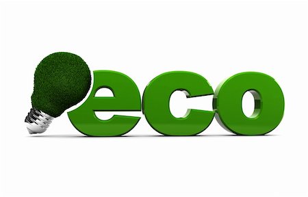 simsearch:400-07464142,k - abstract 3d illustration of green sign 'eco' with grass lamp, over white backgroun Foto de stock - Super Valor sin royalties y Suscripción, Código: 400-04241743