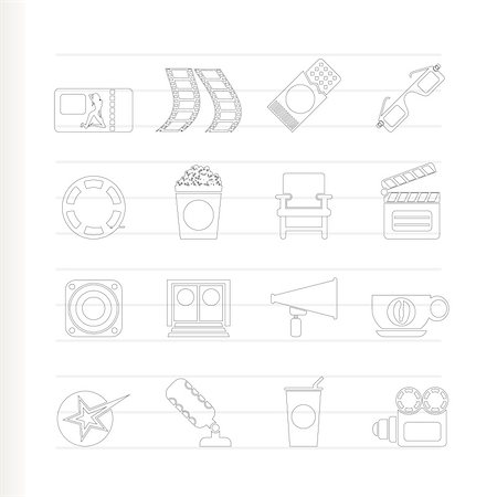 Cinema and Movie - vector icon set Photographie de stock - Aubaine LD & Abonnement, Code: 400-04241863