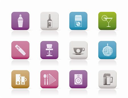 Night club, bar and drink icons - vector icon set Stock Photo - Budget Royalty-Free & Subscription, Code: 400-04241896