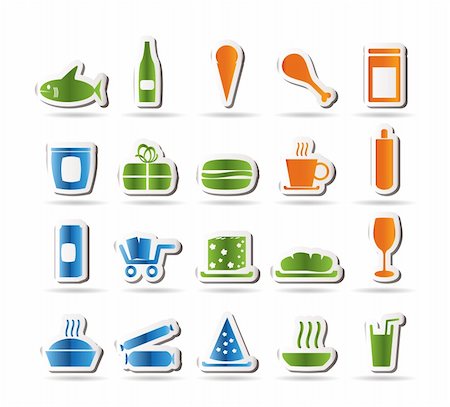 Shop and Foods Icons - Vector Icon Set Stock Photo - Budget Royalty-Free & Subscription, Code: 400-04241965