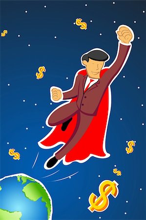 space money sign - illustration of flying businessman Stock Photo - Budget Royalty-Free & Subscription, Code: 400-04241967