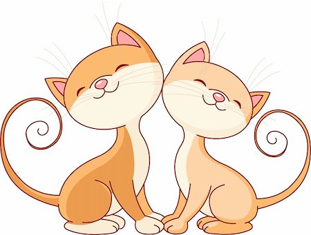 Illustration of two cute  cats in love Photographie de stock - Aubaine LD & Abonnement, Code: 400-04241975