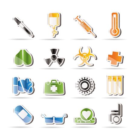 collection of  medical themed icons and warning-signs - Vector Icon Set Foto de stock - Super Valor sin royalties y Suscripción, Código: 400-04242016