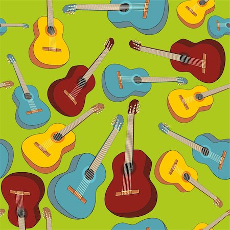 simsearch:400-07505739,k - fully editable vector illustration seamless pattern isolated guitars Stock Photo - Budget Royalty-Free & Subscription, Code: 400-04242050