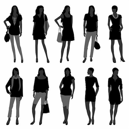 female silhouette for fashion design - A set of woman models doing fashion. Stock Photo - Budget Royalty-Free & Subscription, Code: 400-04242070