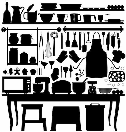 simsearch:400-05026177,k - A big set of bakery tools and utensils for kitchen. Foto de stock - Super Valor sin royalties y Suscripción, Código: 400-04242093