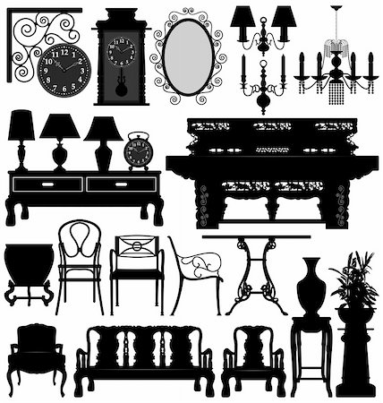 pot holder - A set of antique old furniture for interior design. Stock Photo - Budget Royalty-Free & Subscription, Code: 400-04242107