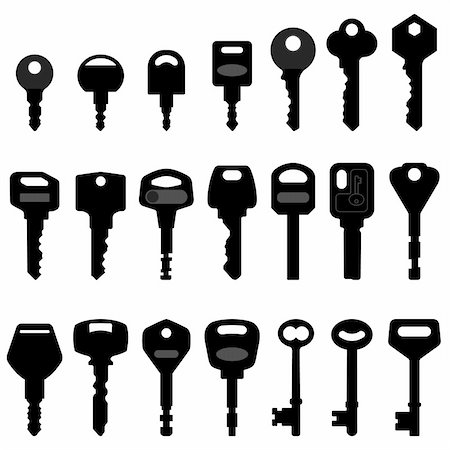 simsearch:400-08813267,k - A set of keys in silhouette vector. Foto de stock - Royalty-Free Super Valor e Assinatura, Número: 400-04242114