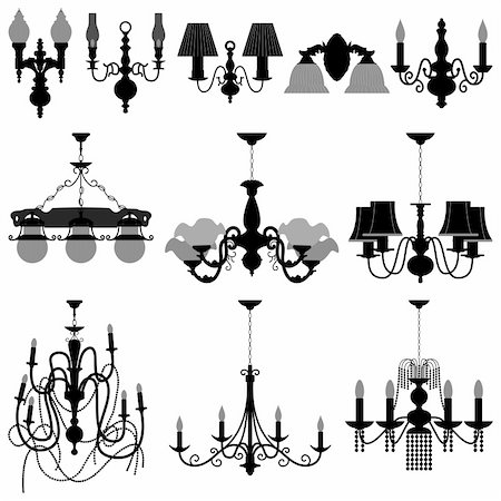 A set of chandelier and wall lamp. Stock Photo - Budget Royalty-Free & Subscription, Code: 400-04242117