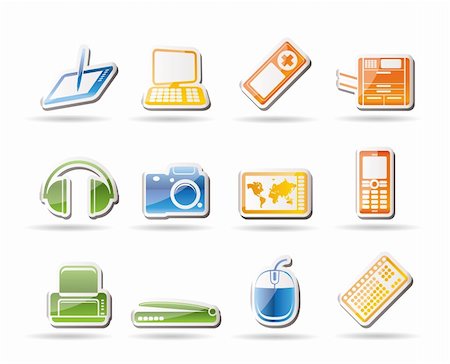 simsearch:400-04346908,k - Simple Hi-tech technical equipment icons - vector icon set 3 Stock Photo - Budget Royalty-Free & Subscription, Code: 400-04242394