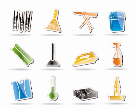 recycle bins for the home - Simple Home objects and tools icons - vector icon set Stock Photo - Budget Royalty-Free & Subscription, Code: 400-04242595