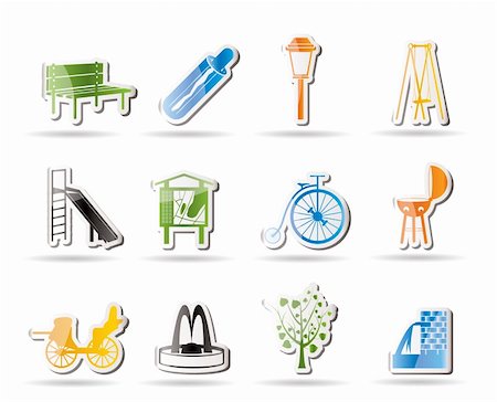 Park objects and signs icon - vector icon set Stock Photo - Budget Royalty-Free & Subscription, Code: 400-04242604