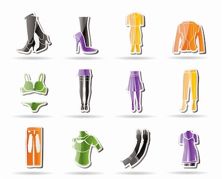 woman and female clothes Simple icons - vector icon set Stock Photo - Budget Royalty-Free & Subscription, Code: 400-04242607