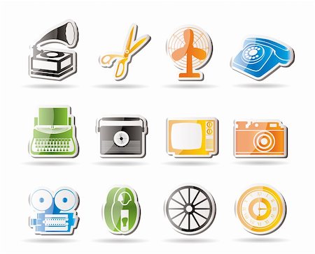 Simple Retro business and office object icons - vector icon set Stock Photo - Budget Royalty-Free & Subscription, Code: 400-04242600