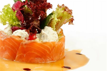 poached salmon - Salmon under sour cream closeup Stock Photo - Budget Royalty-Free & Subscription, Code: 400-04242668