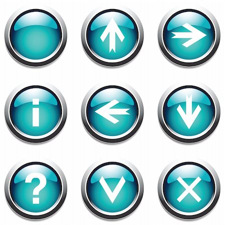 Turquoise buttons with signs.  Vector art in Adobe illustrator EPS format, compressed in a zip file. The different graphics are all on separate layers so they can easily be moved or edited individually. The document can be scaled to any size without loss of quality. Foto de stock - Super Valor sin royalties y Suscripción, Código: 400-04242784
