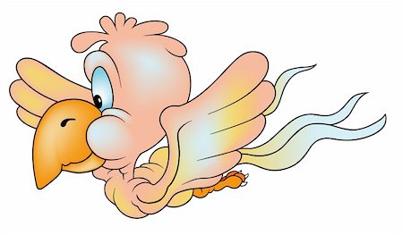 parrot flying - Flying Parrot - colored cartoon illustration, vector Stock Photo - Budget Royalty-Free & Subscription, Code: 400-04242902