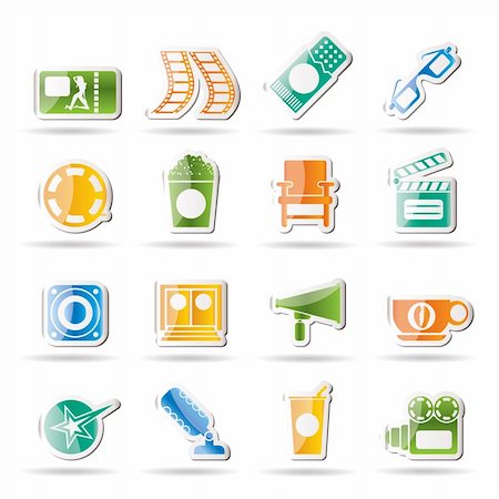 Cinema and Movie - vector icon set Photographie de stock - Aubaine LD & Abonnement, Code: 400-04242918