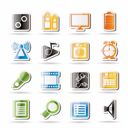 simsearch:400-05918066,k - Mobile phone  performance, internet and office icons - vector icon set Stock Photo - Budget Royalty-Free & Subscription, Code: 400-04242913