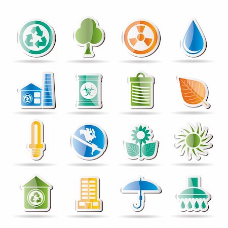 electricity waste - Ecology and nature icons -vector icon set Stock Photo - Budget Royalty-Free & Subscription, Code: 400-04242933