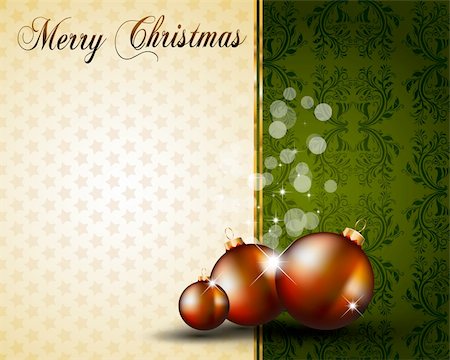 simsearch:400-04717438,k - Vintage Christmas Baubles Background for Elegant Invitation Flyer or Brochure Stockbilder - Microstock & Abonnement, Bildnummer: 400-04242967