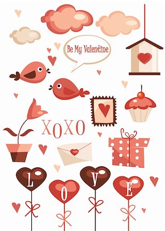 pink cupcake flowers - Valentines day graphic elements vector illustration Stock Photo - Budget Royalty-Free & Subscription, Code: 400-04243009