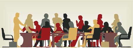 Colorful editable vector foreground silhouette of people in a meeting Photographie de stock - Aubaine LD & Abonnement, Code: 400-04243116